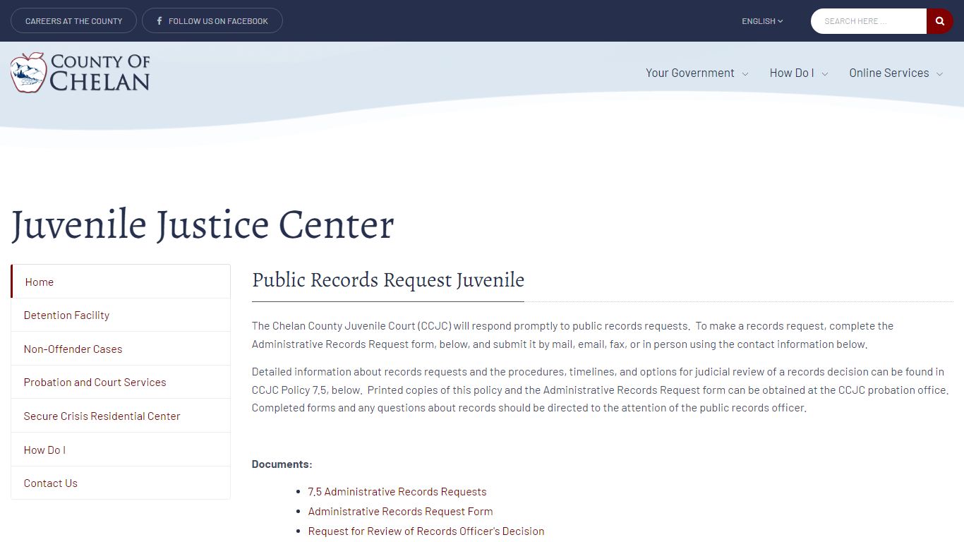 Chelan County Juvenile Justice Center - Public Records ...