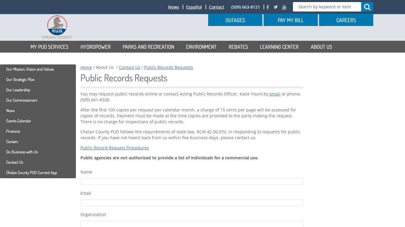Public Records Requests - Chelan PUD