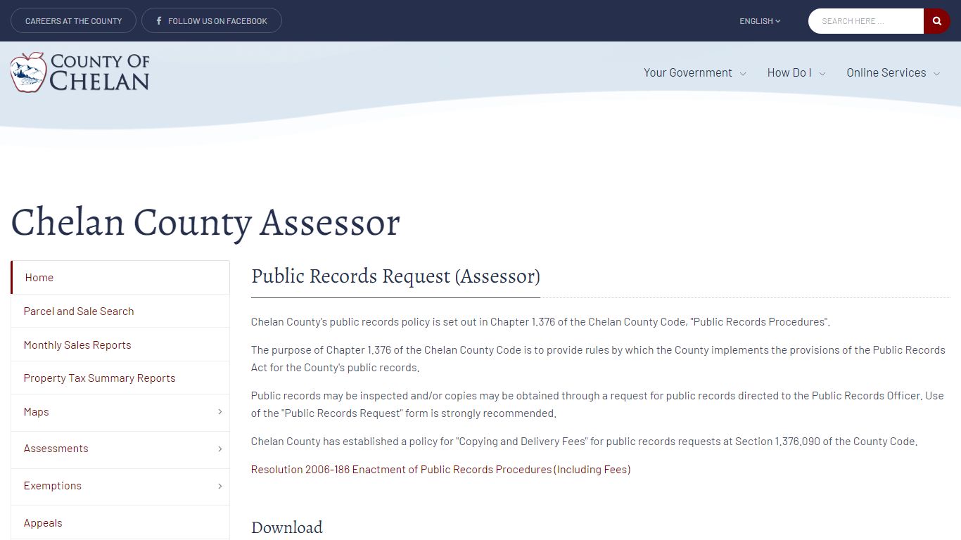 Chelan County Assessor - Public Records Request (Assessor)